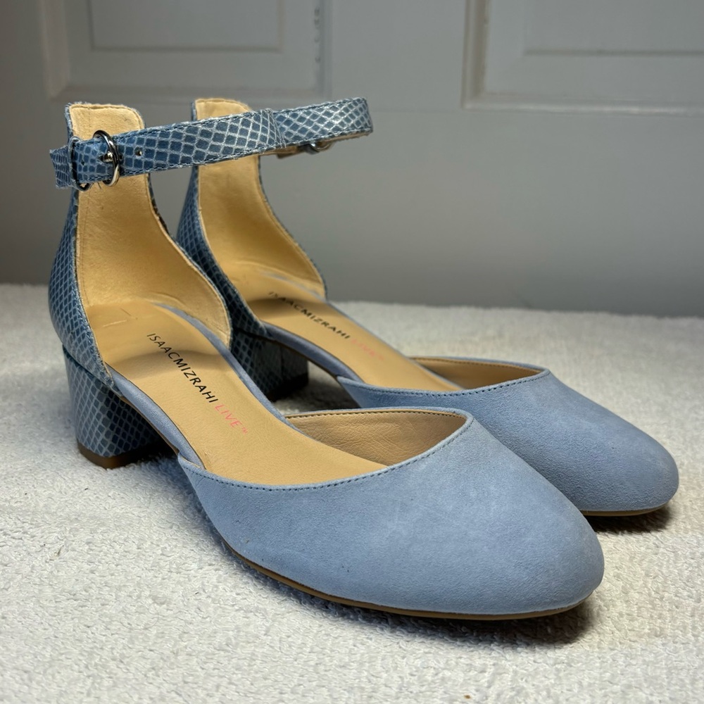 Isaac Mizrahi Blue Ankle Strap Heels